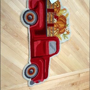 Adorable Harvest Fall Pickup Truck n Pumpkins Welcome Accent Rug NEW